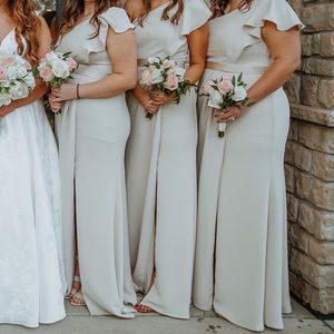 David’s Bridal Vera Wang Ruffled One-Shoulder Dress - VW Champagne - Size 18